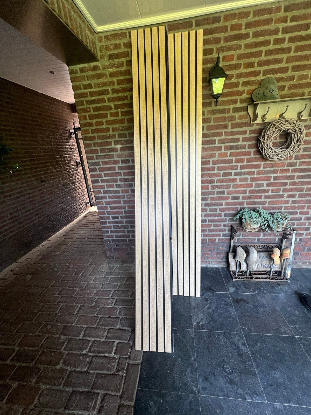 Houten lattenwand panelen - 2 stuks, Hout, Ophalen of Verzenden, Zo goed als nieuw, Bruin