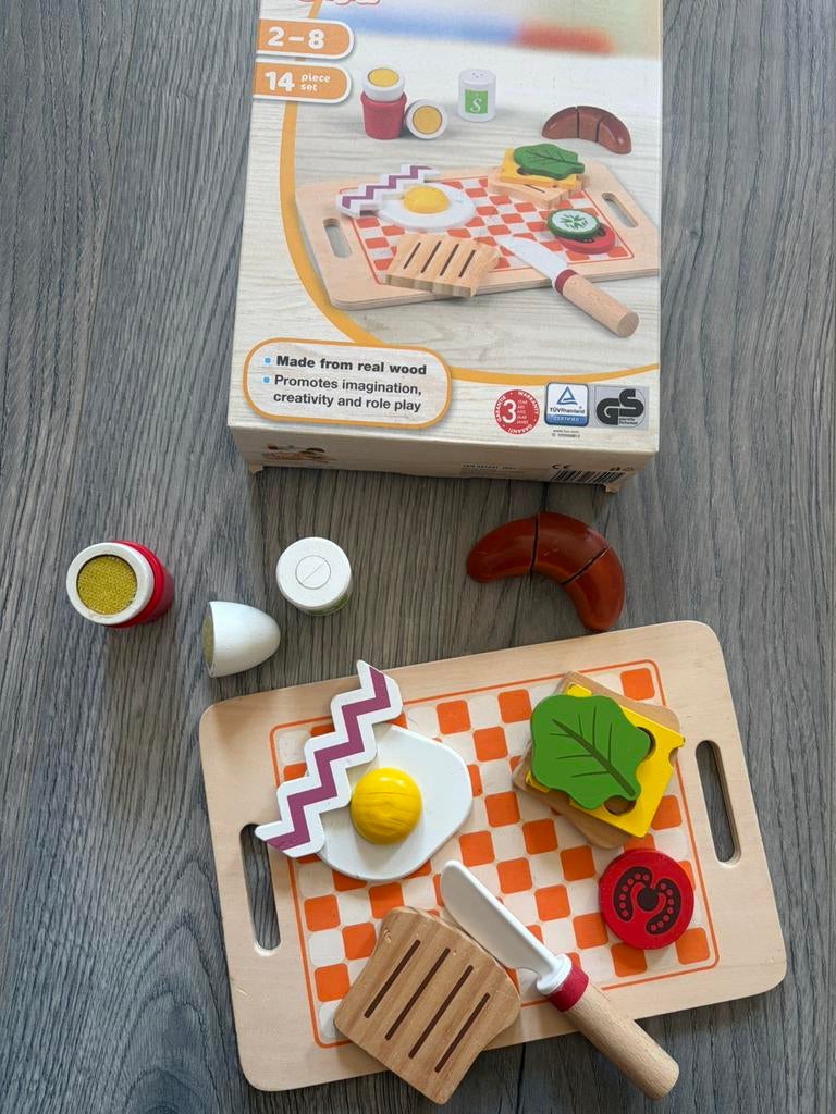 Houten speelset ontbijt Playtive incl doos, Ophalen of Verzenden, Gebruikt, Hout, Speelkeuken-accessoire