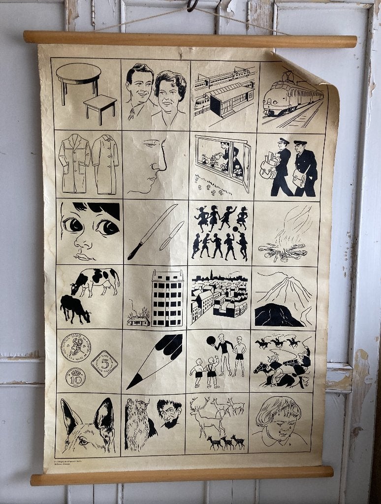 Brocante oude schoolplaat / An oral approach / Plaat 3, Antiek en Kunst, Ophalen, Overige thema's