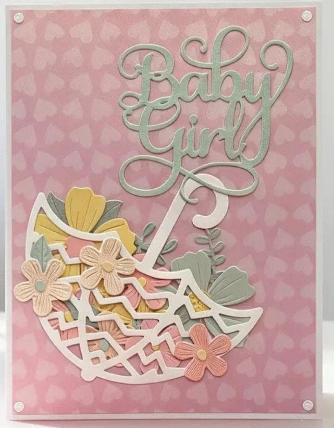 Nieuw snijmal paraplu met bloemen en tekst baby girl, Hobby en Vrije tijd, Ophalen of Verzenden, Nieuw, Kind, Pons of Mal
