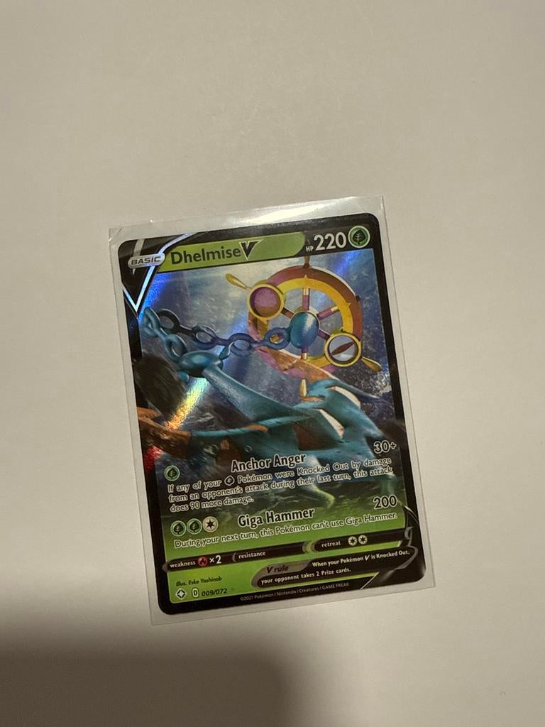 Pokémon kaart Dhelmise V 009/072, Ophalen of Verzenden, Zo goed als nieuw, Losse kaart, Foil