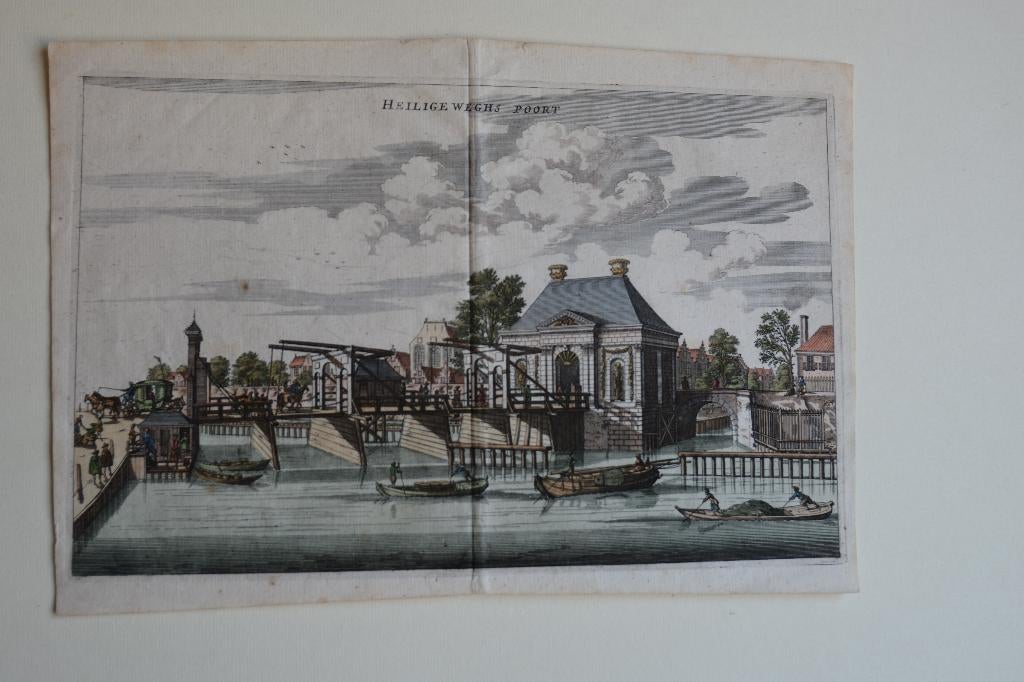 AMSTERDAM HEILIGEWEG STADSPOORT 1663 Gravure O. DAPPER E30, Antiek en Kunst, Kunst | Etsen en Gravures, Verzenden, Stadsgezicht