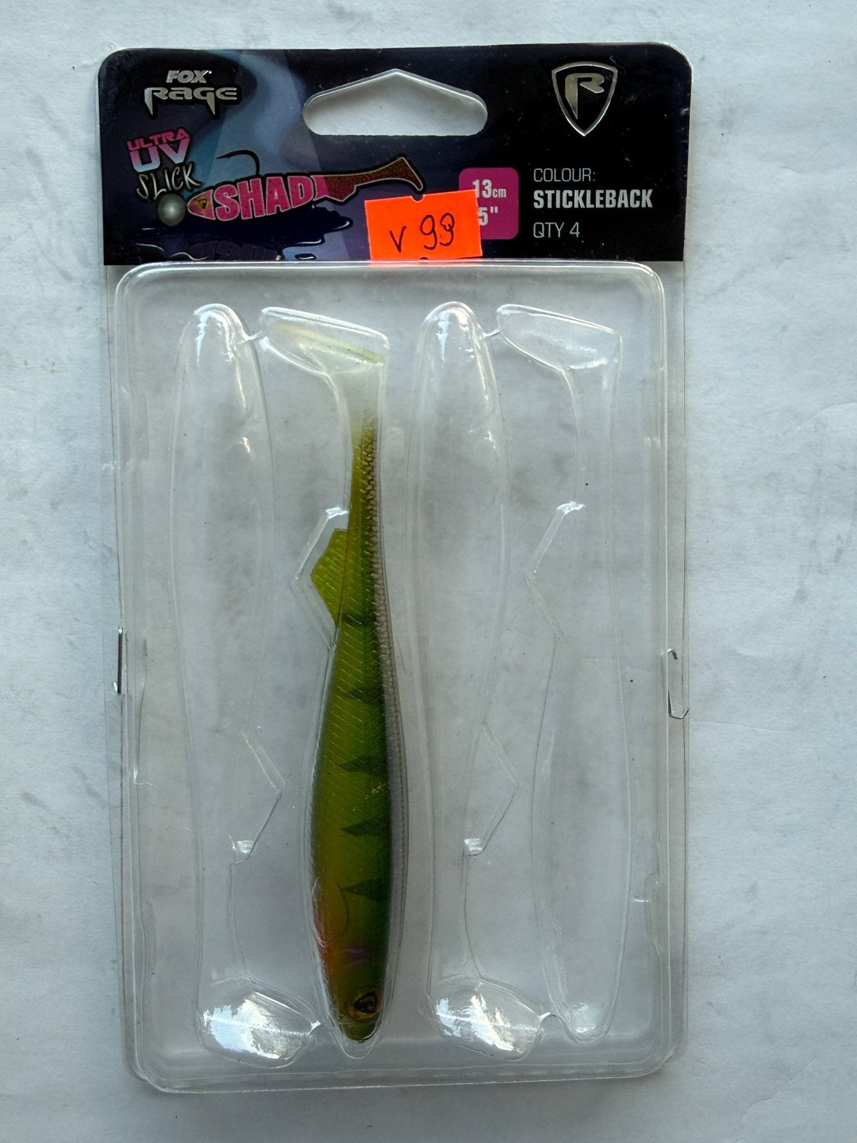 Fox Rage Ultra UV Slick Shad 13cm Stickleback V99, Ophalen of Verzenden, Zo goed als nieuw, Overige typen