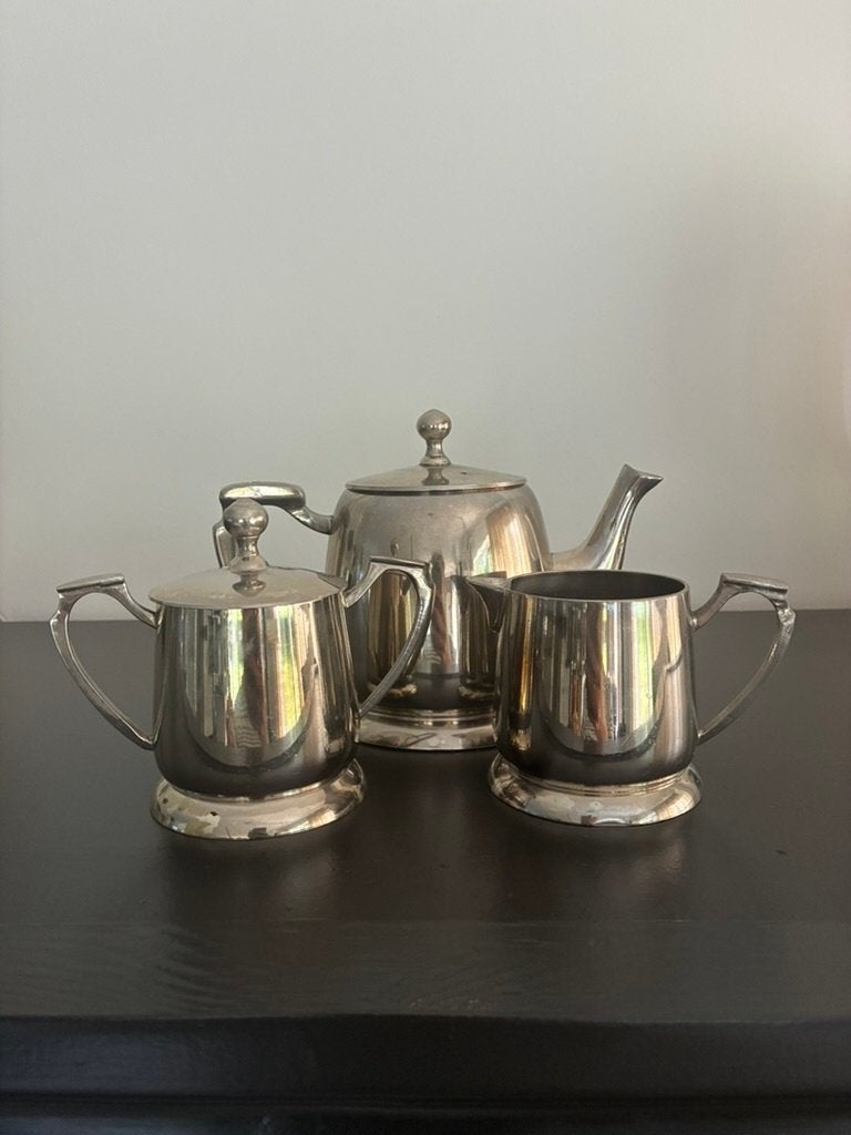 Vintage theekan suikerpot melkkan hotelzilver, Overige materialen, Gebruikt, Overige typen, Ophalen of Verzenden