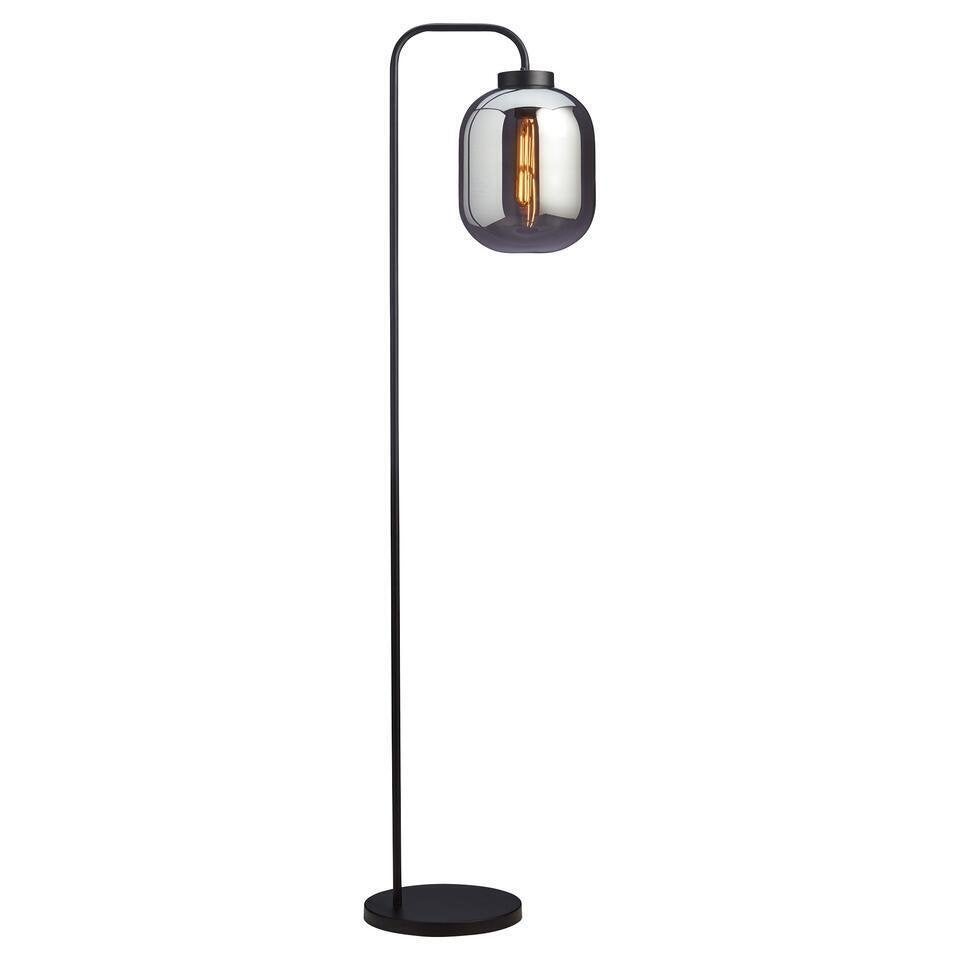 Vloerlamp Pegasi Kwantum - Zwart glas, industrieel, 160cm, Ophalen, E27 (groot), 150 tot 200 cm, Glas