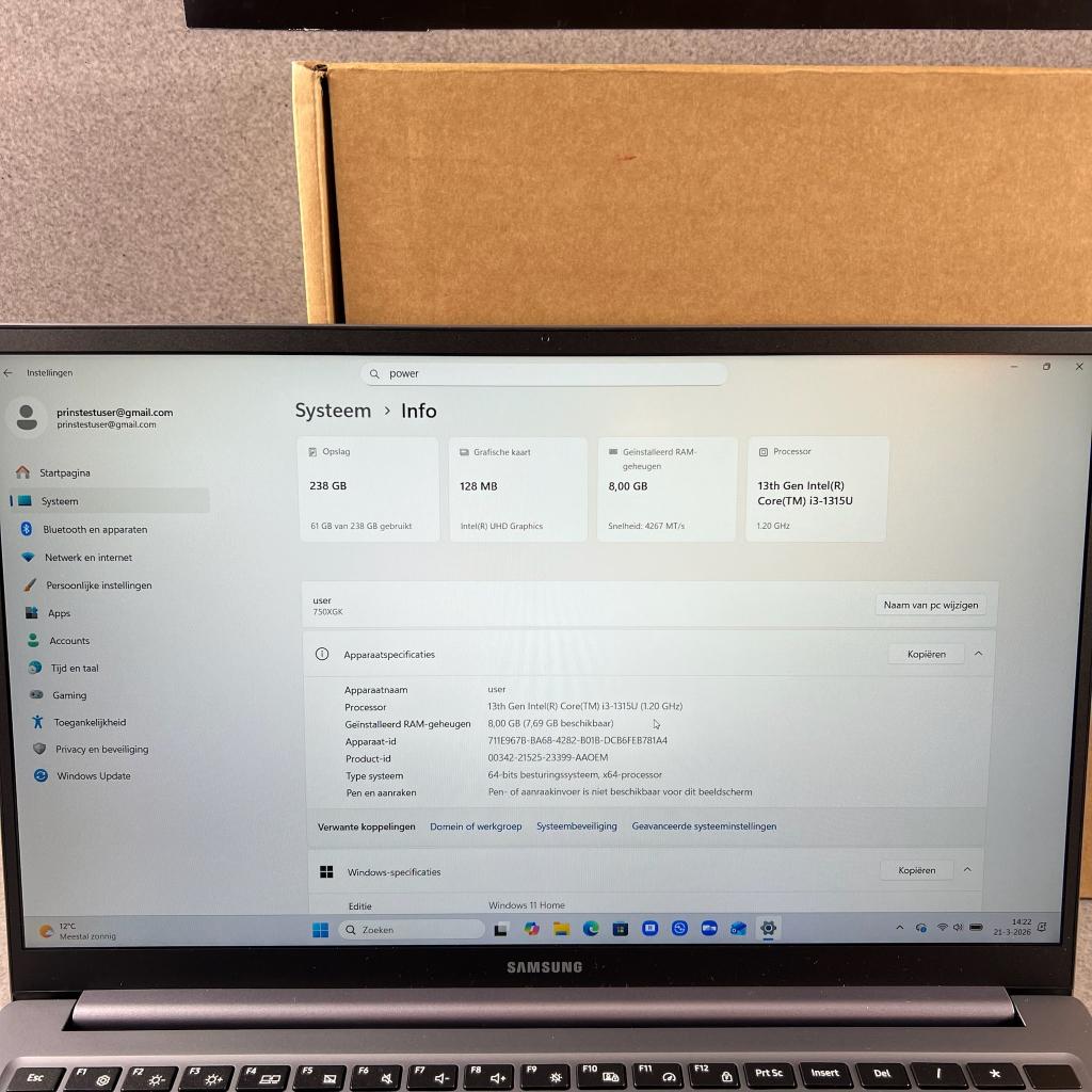 Samsung Galaxy Book 4 | I3 - 13gen | 8GB ram | doos | 400636, Computers en Software, Windows Laptops, I3 13th gen, 2 tot 3 Ghz