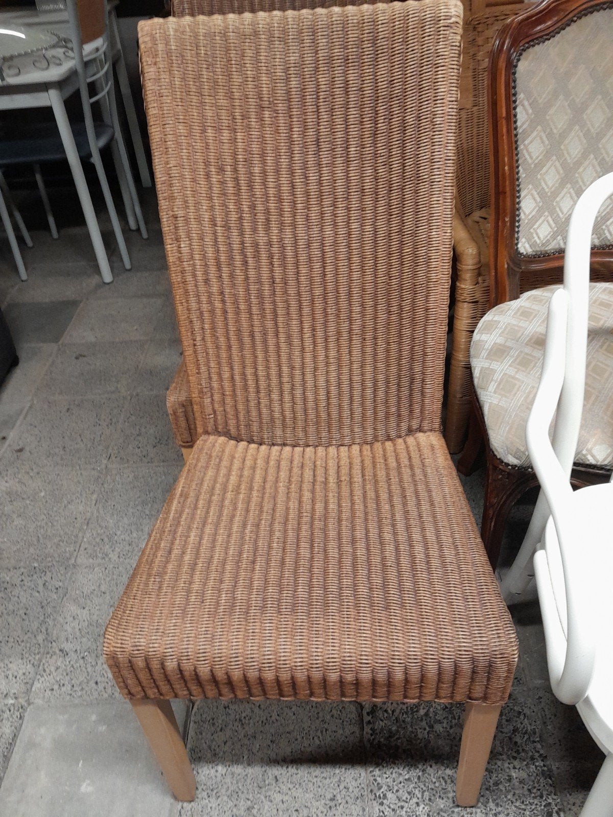 4 Lloyd Loom eetkamerstoelen, Ophalen, Gebruikt, Bruin, Vier