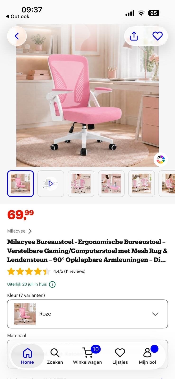 Bureaustoel Roze, Huis en Inrichting, Stoelen, Ophalen, Nieuw, Overige kleuren, Eén