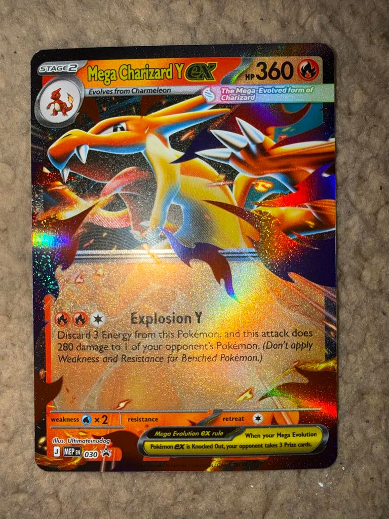 Pokémon Mega Charizard Y EX kaart, Ophalen of Verzenden, Gebruikt, Losse kaart, Foil