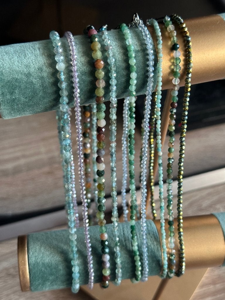 Ketting necklace van Toermalijn stenen facet geslepen kralen, Nieuw, Ophalen of Verzenden, Steen of Mineraal, Met edelsteen