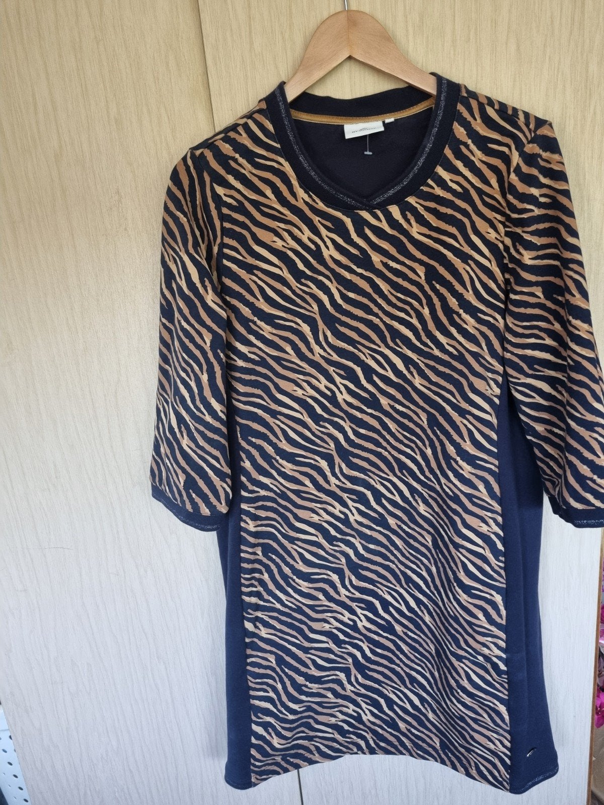 Nieuwe hv polo jurk blauw crème maat 44, Blauw, Maat 42/44 (L), Nieuw, Ophalen of Verzenden