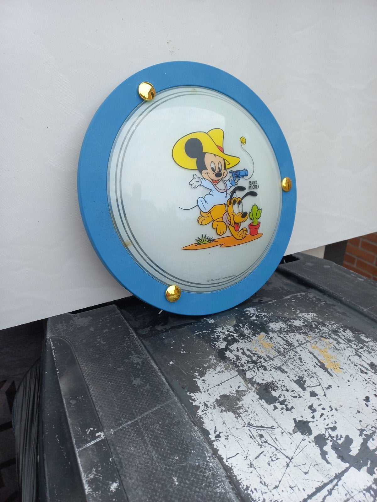 Vintage Disney Baby Mickey & Pluto Plafondlamp, Ophalen of Verzenden, Gebruikt, Vintage Disney, Kind, Cartoon