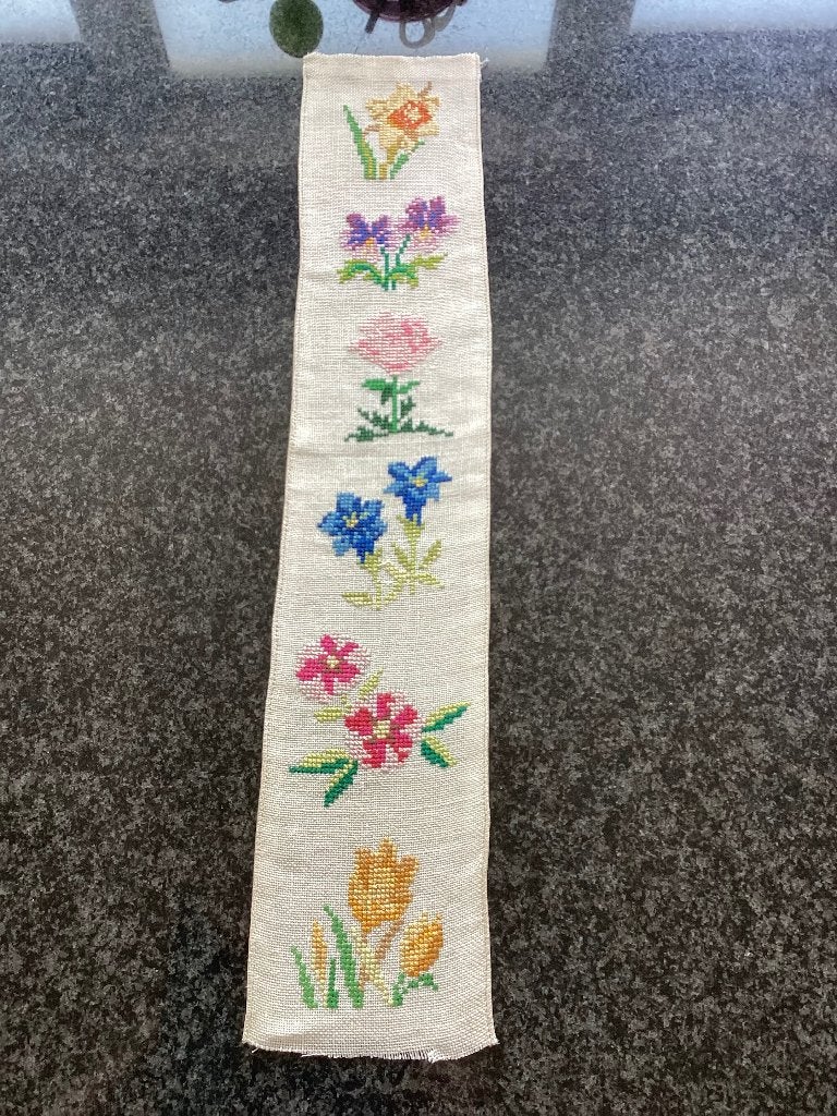 Borduurwerk, schellekoord, zijde, bloemen, vintage, Ophalen, Gebruikt, Handborduren, Overige typen