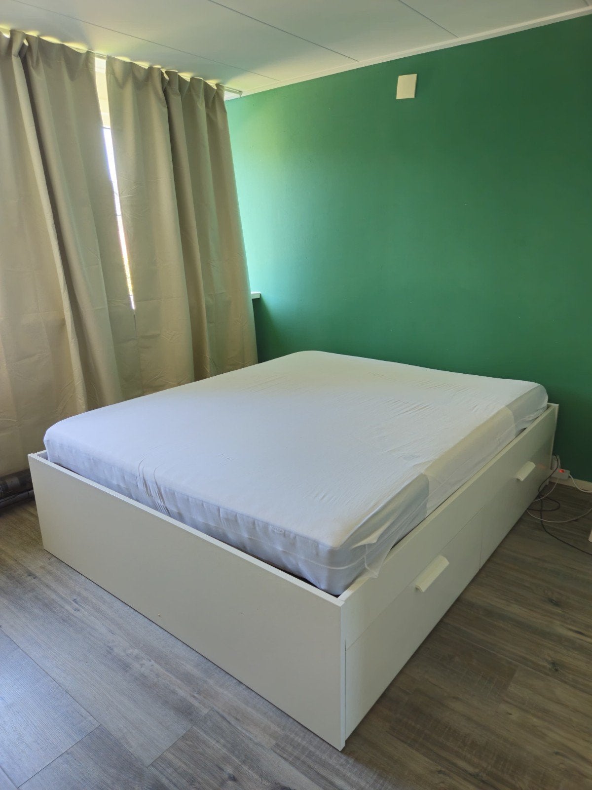 Ikea Brimnes bed met lades - wit, 160x200 cm, Huis en Inrichting, Slaapkamer | Bedden, Ophalen, Gebruikt, Wit, Tweepersoons