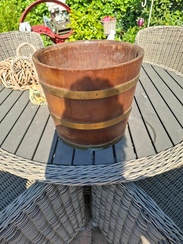 Eiken bak  met binnen pot, Minder dan 30 cm, Rond, Ophalen of Verzenden, Binnen