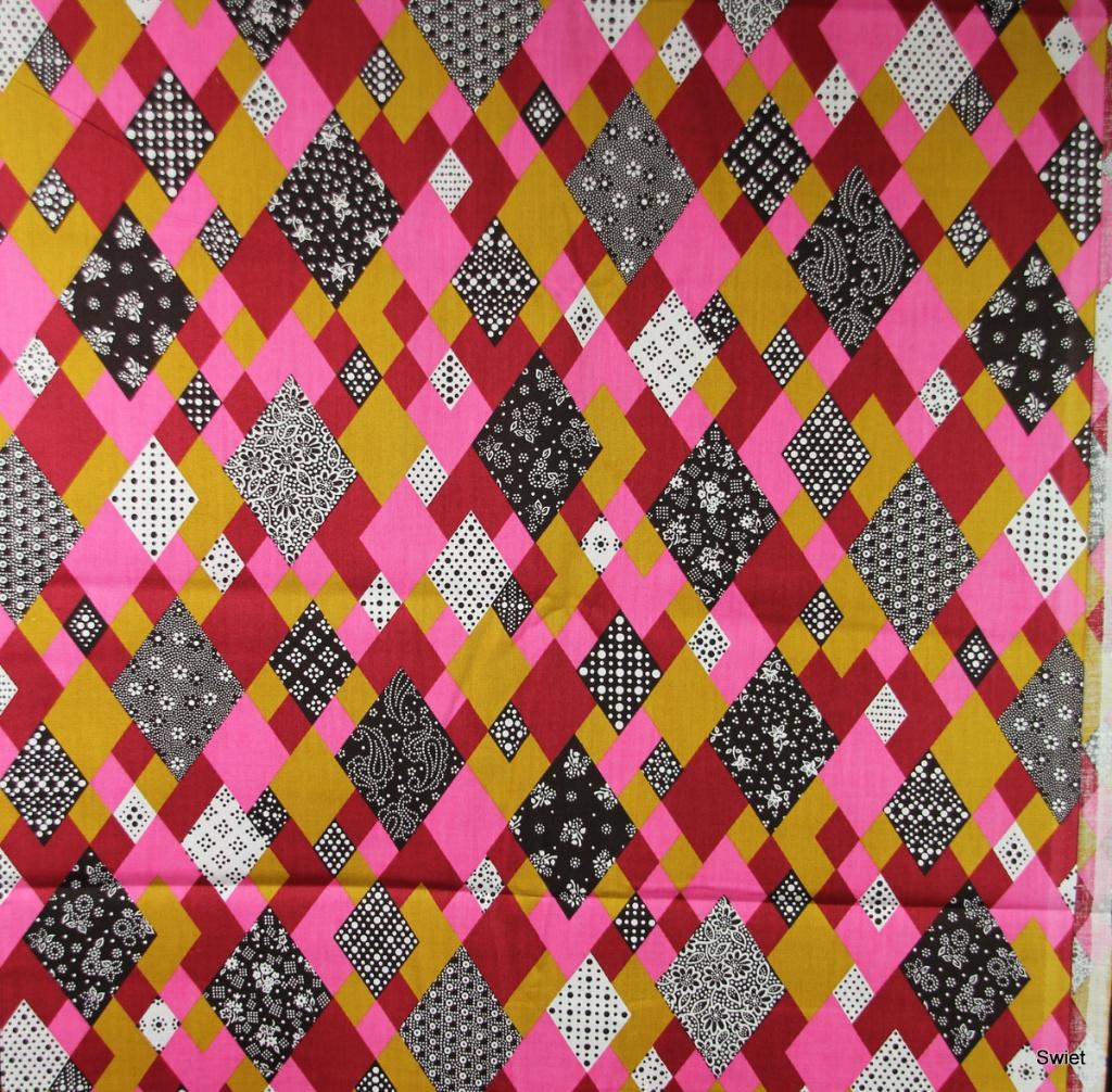 10983 Originele vintage retro stof stoffen gordijnstof Swiet, Overige kleuren, 120 cm of meer, Ophalen of Verzenden, Katoen
