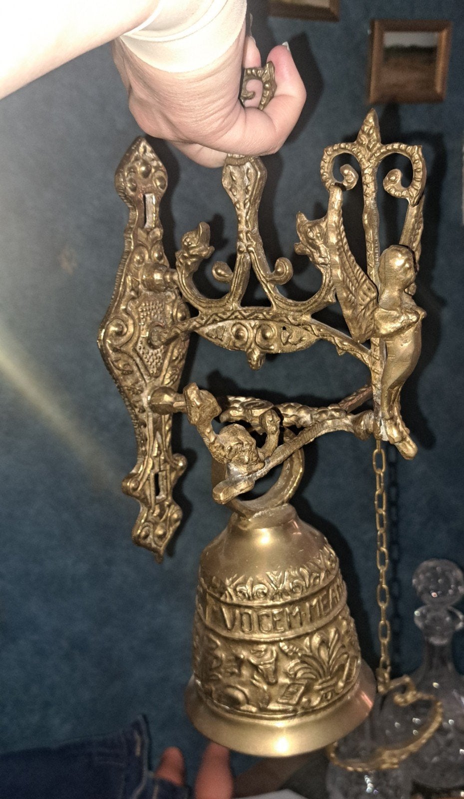 vintage Franse koperen deurbel/kloosterbel, Antiek en Kunst, Ophalen of Verzenden, Koper