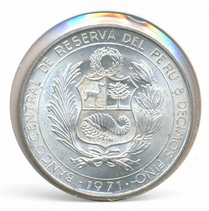 Peru 50 Soles 1971 150e verjaardag onafhankelijkheid, Ophalen of Verzenden, Zuid-Amerika, Losse munt, Zilver