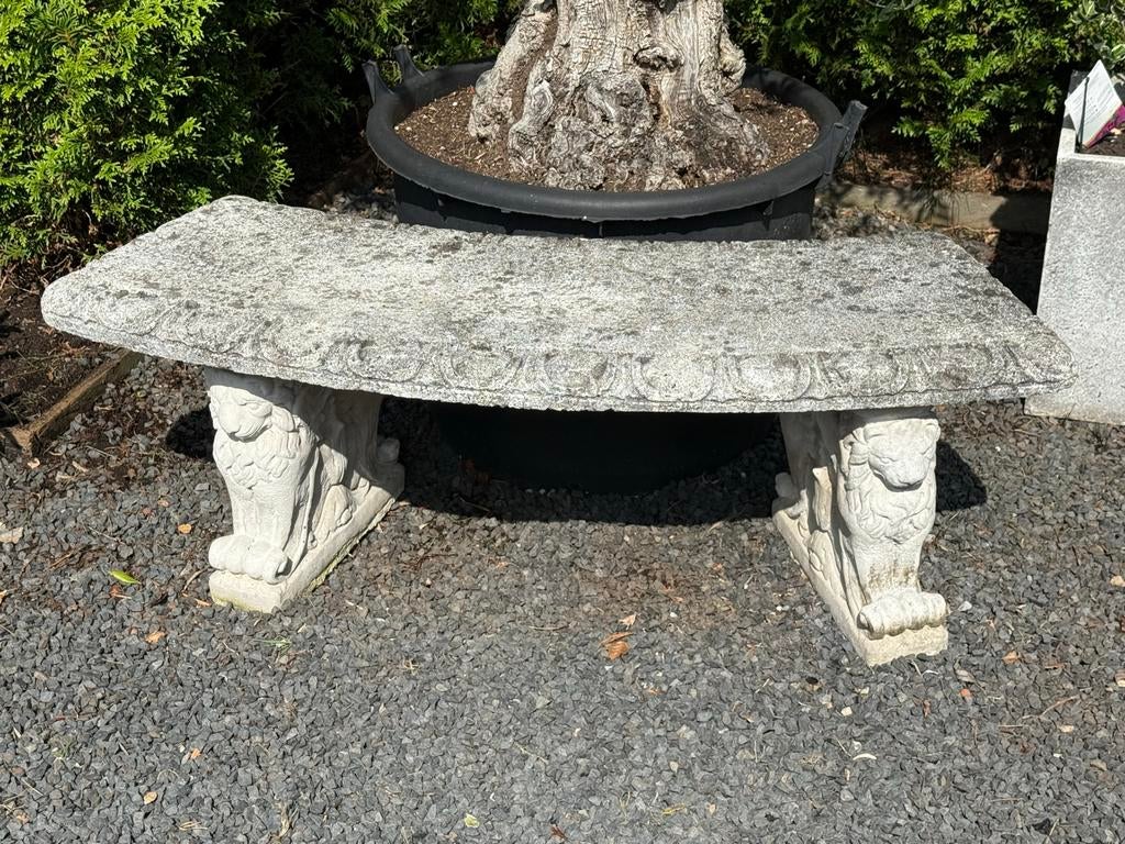 Betonnen zitbank met leeuwen, Tuin en Terras, Ophalen, Gebruikt, Overige materialen