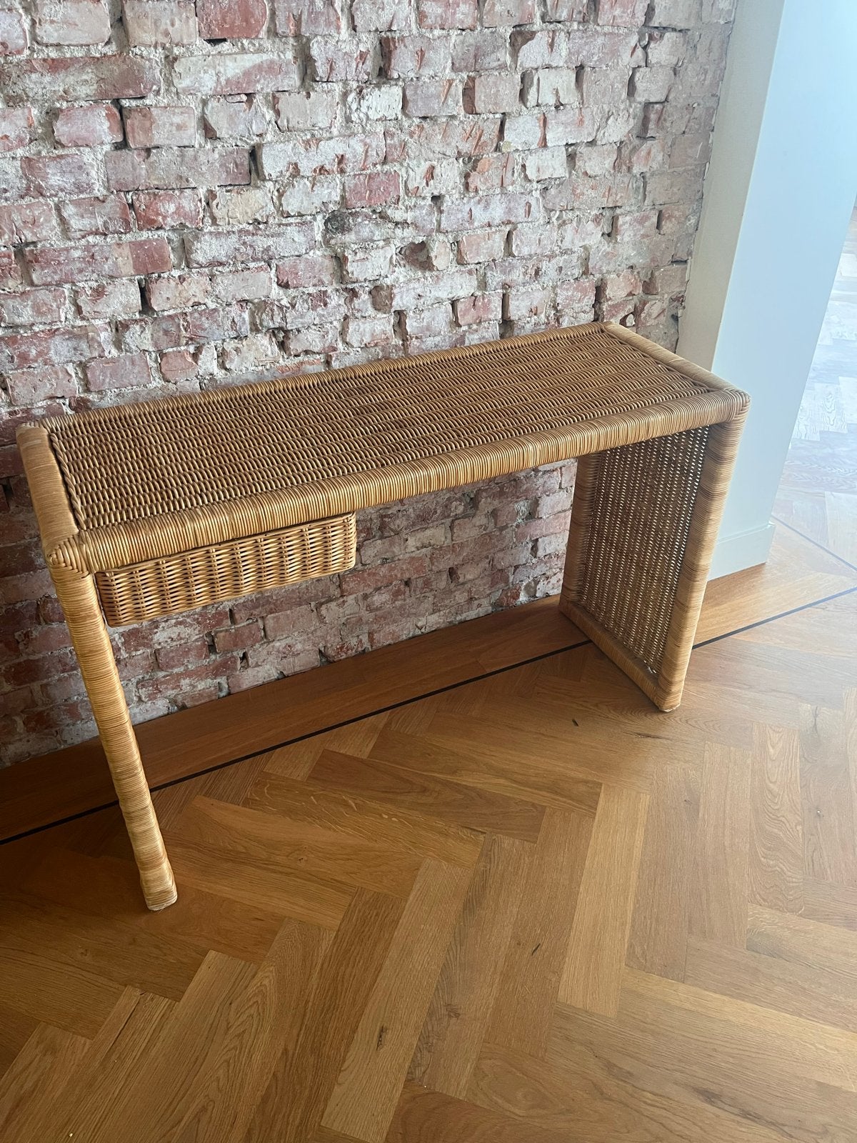 Rotan Console Tafel met Lade - 100x40x70 cm, Huis en Inrichting, Tafels | Bijzettafels, Overige materialen, Gebruikt, Ophalen of Verzenden