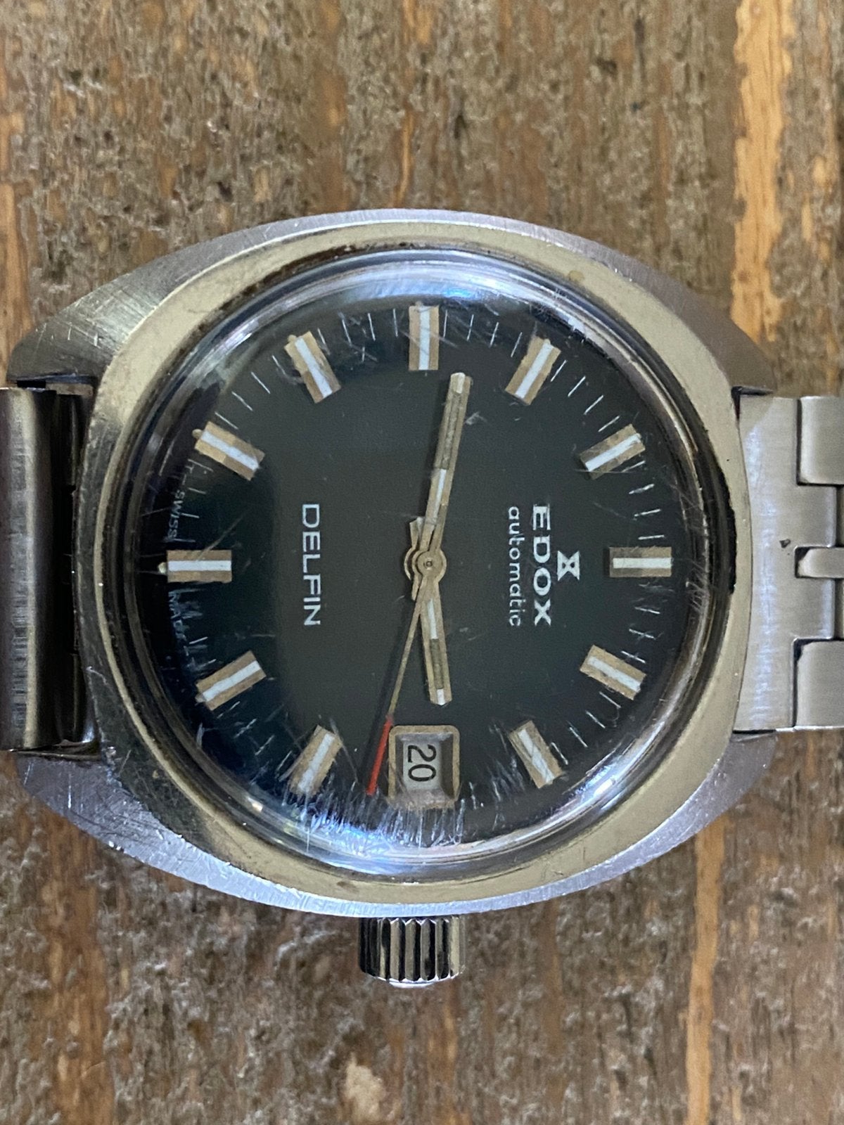 Vintage Edox automatic Delfin werkend, Overige merken, Staal, Gebruikt, Staal
