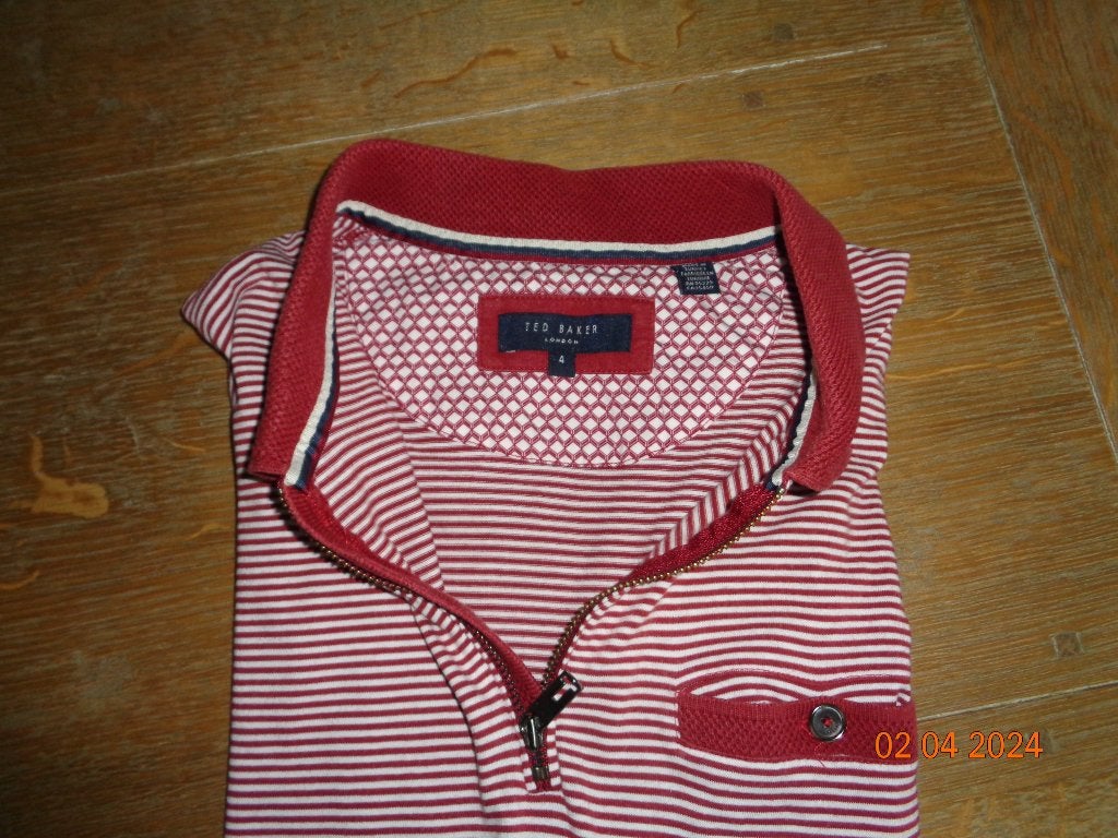 Stijlvol Ted Baker Polo Shirt Rood/Wit Gestreept Maat L, Kleding | Heren, Maat 52/54 (L), Ted Baker, Ophalen of Verzenden, Zo goed als nieuw