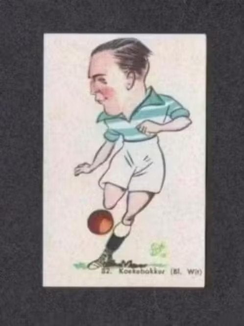 Voetbalplaatje Blauw Wit Amsterdam Piet Koekebakker 1950., Ophalen of Verzenden, Zo goed als nieuw