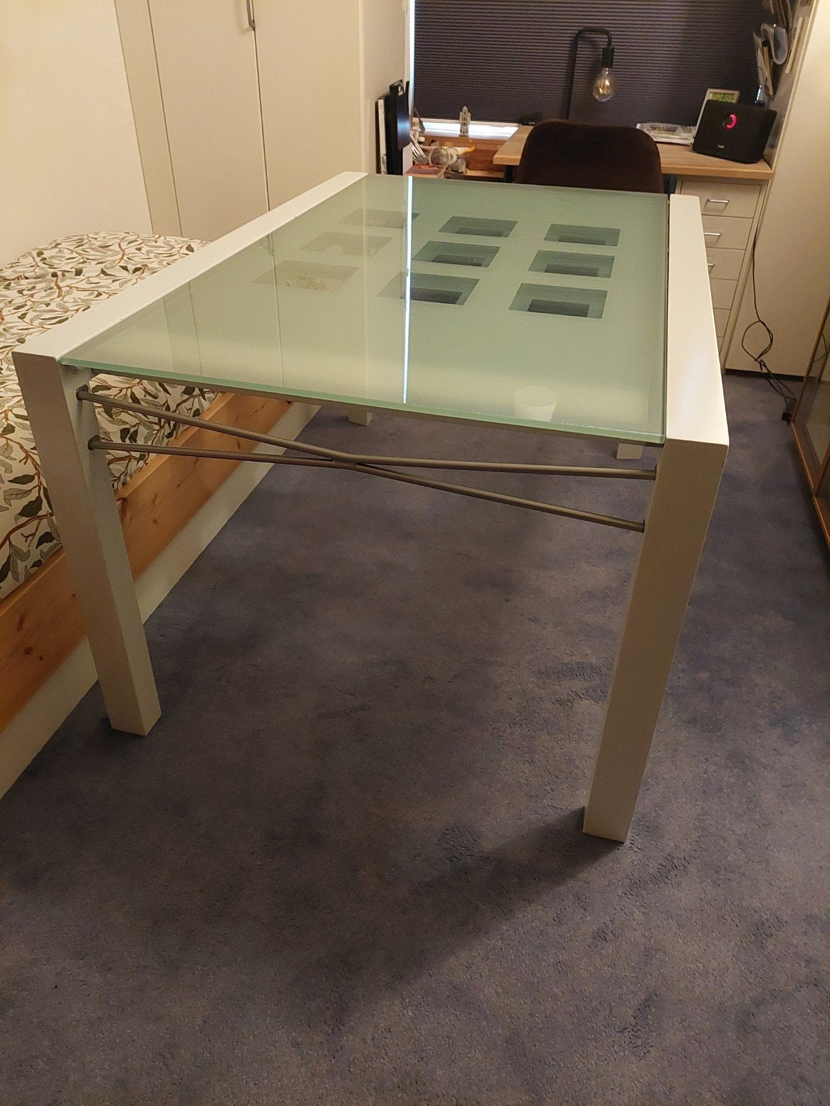 Uitschuifbare design eettafel 140/260 x 94 en 74cm hoog, Ophalen, Gebruikt, 100 tot 150 cm, 50 tot 100 cm