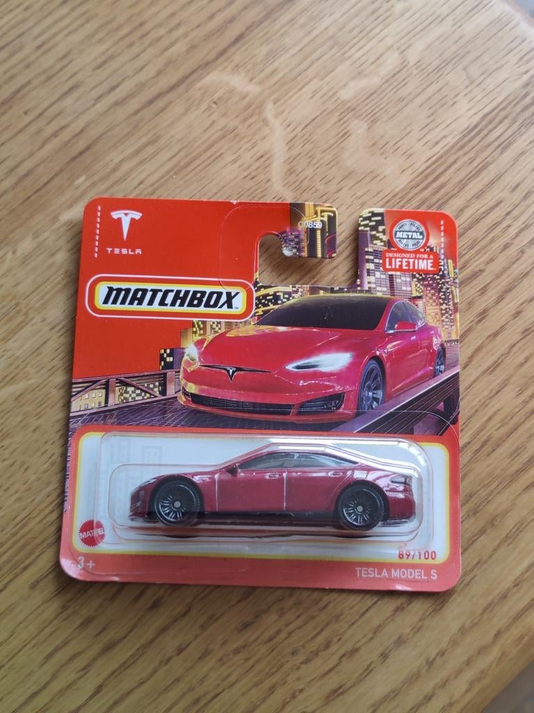Matchbox Tesla Model S ROOD, Ophalen of Verzenden, Auto