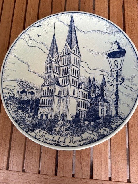 Delfts Blauw Chemkefa bord Munsterkerk Roermond, Ophalen of Verzenden