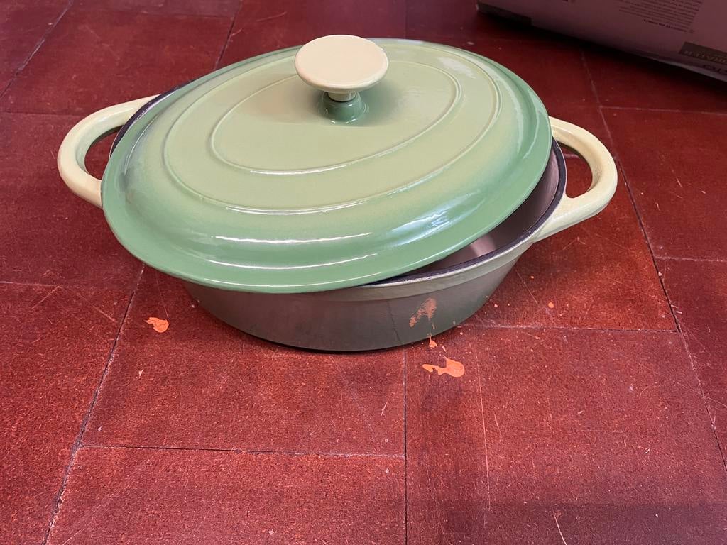 Gietijzeren braadpan met deksel, Ophalen of Verzenden, Zo goed als nieuw, Gietijzer, Koekenpan of Braadpan
