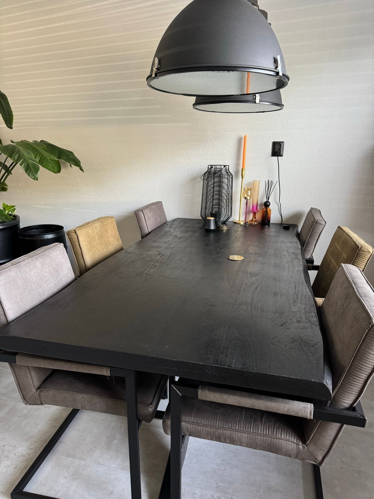 Moderne eetkamerstoelen met armleuning - set van 6, Huis en Inrichting, Ophalen, Gebruikt, Overige kleuren, Metaal