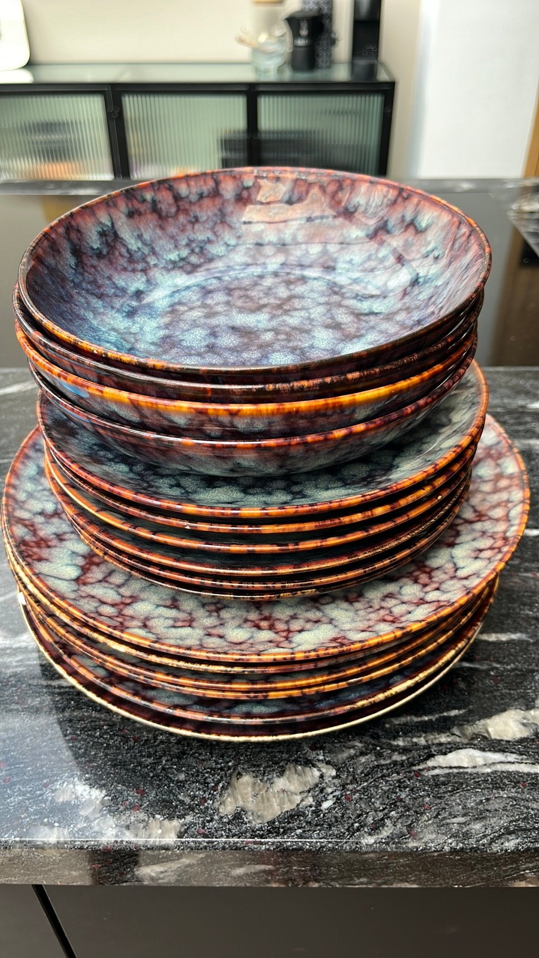 BonBistro Servies: 6 Dinerborden, 4 Diepe Borden, 6 Kleine B, Gebruikt, Overige merken, Ophalen of Verzenden, Overige stijlen