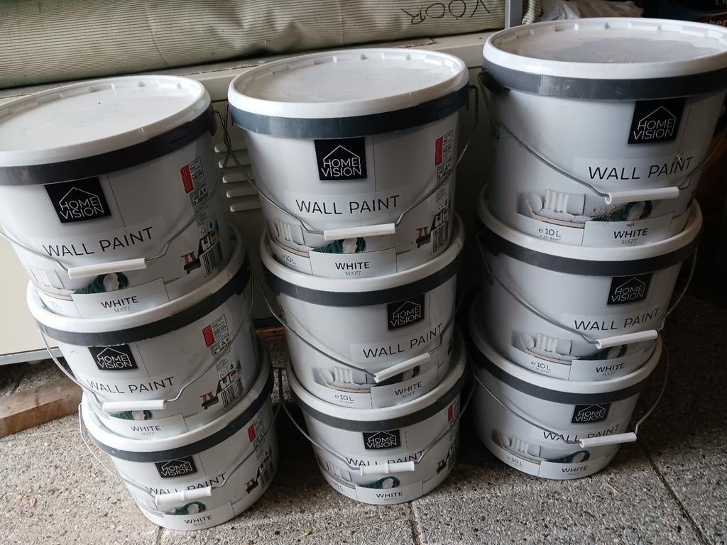 Witte muurverf 10 liter emmer, 5 tot 10 liter, Wit, Nieuw, Ophalen of Verzenden