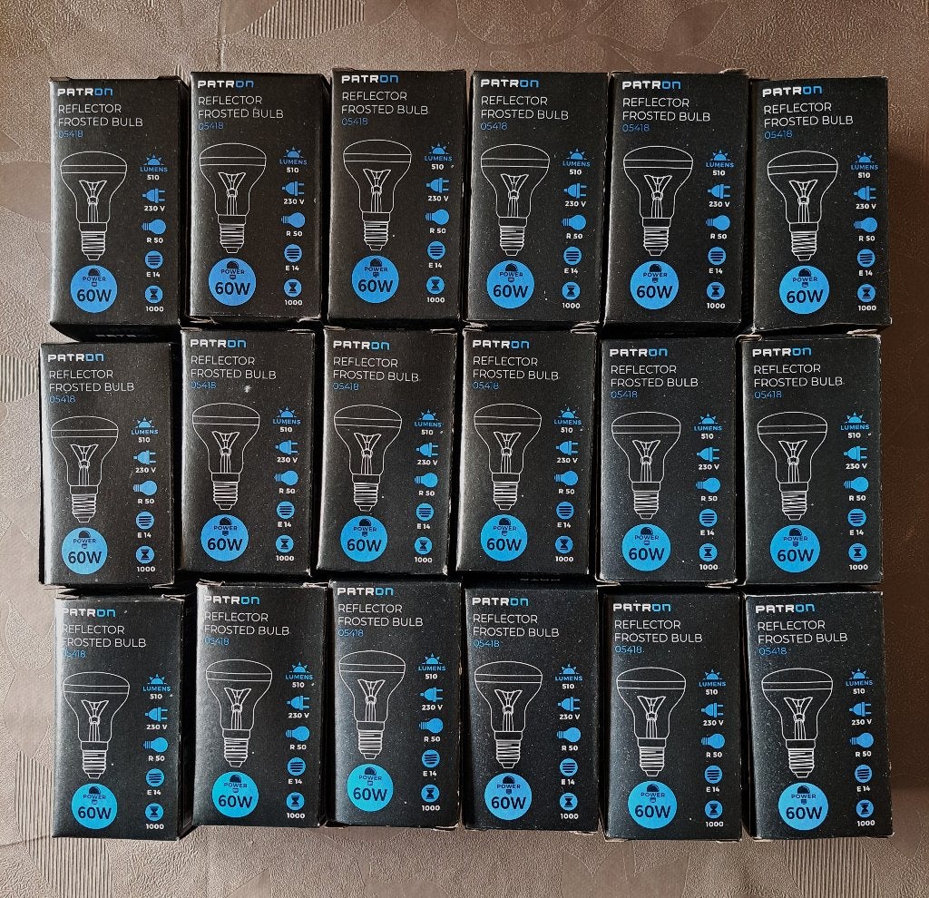 18 reflector gloeilampen 60 W E14 (NIEUW), Gloeilamp, 60 watt of meer, E14 (klein), Nieuw
