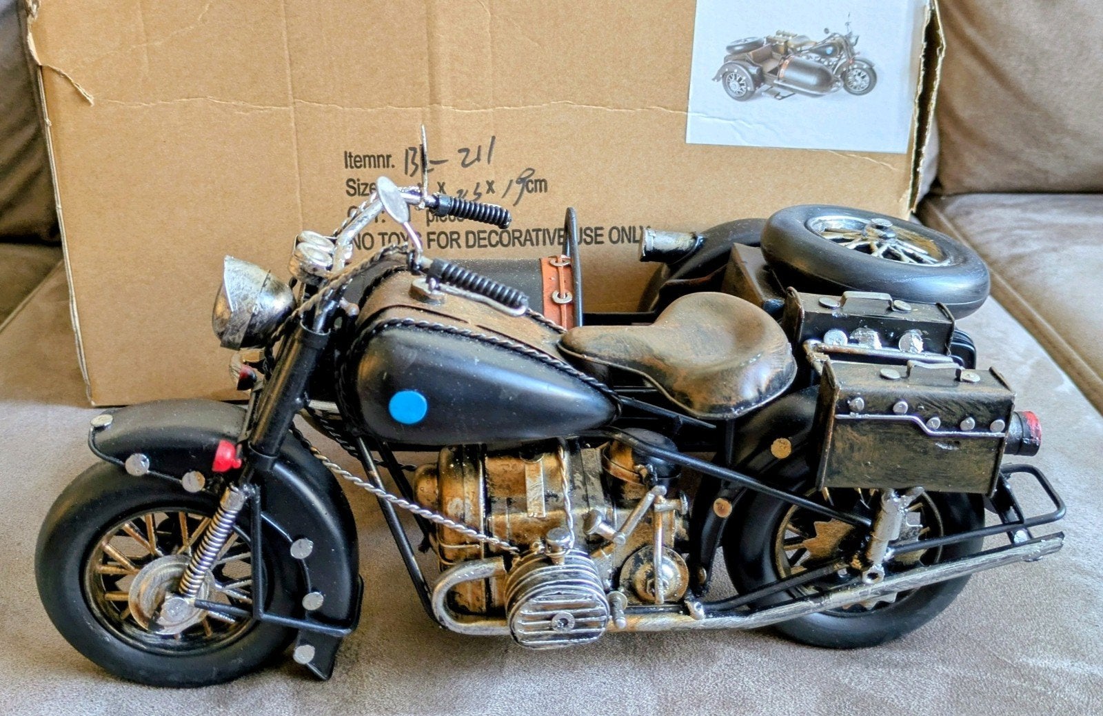 Vintage motor met zijspan schaalmodel, Ophalen of Verzenden, Nieuw, Motor