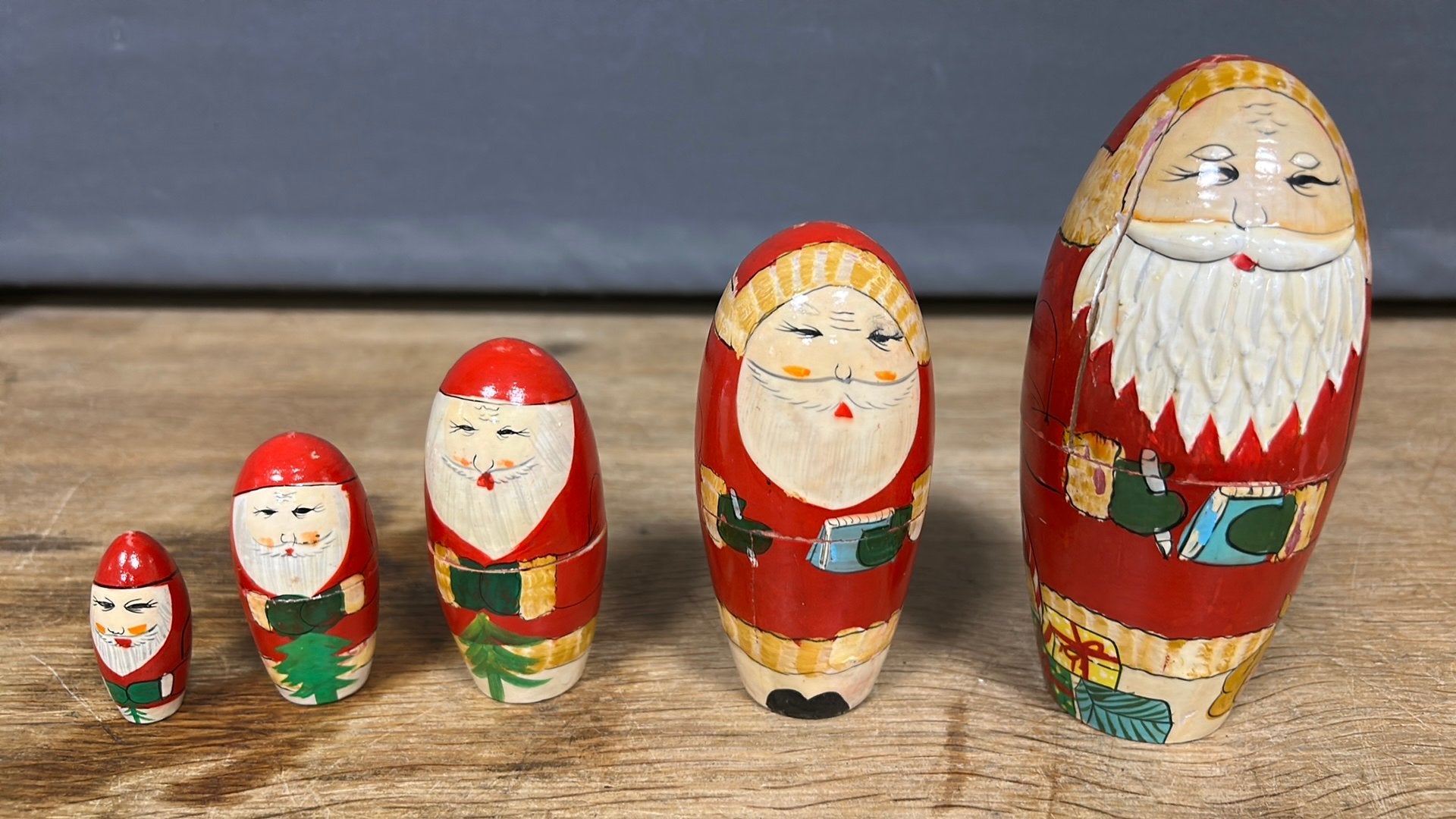 Matroesjka kerst nestpoppetjes. Handgeschilderd., Ophalen of Verzenden, Gebruikt