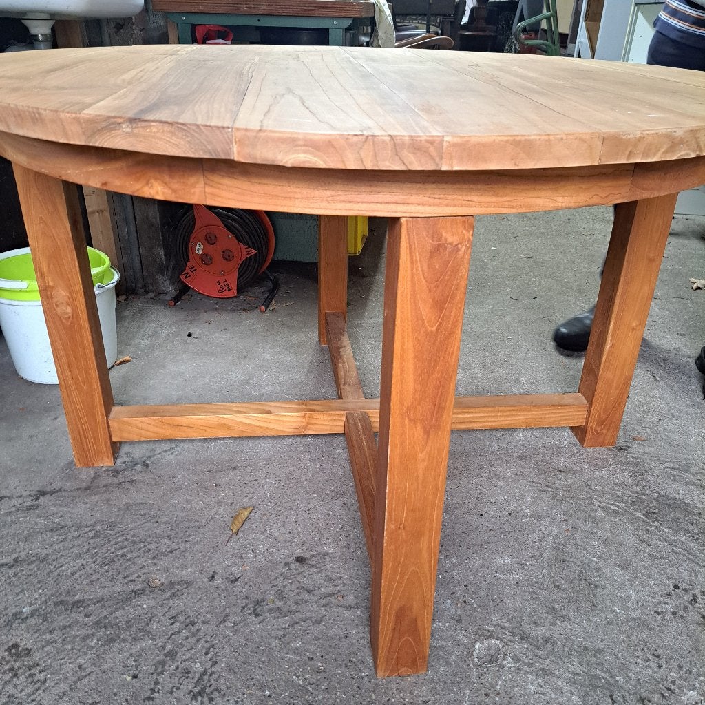 Ronde houten eettafel - 125cm diameter, Huis en Inrichting, Ophalen, Gebruikt, Modern, Vier personen