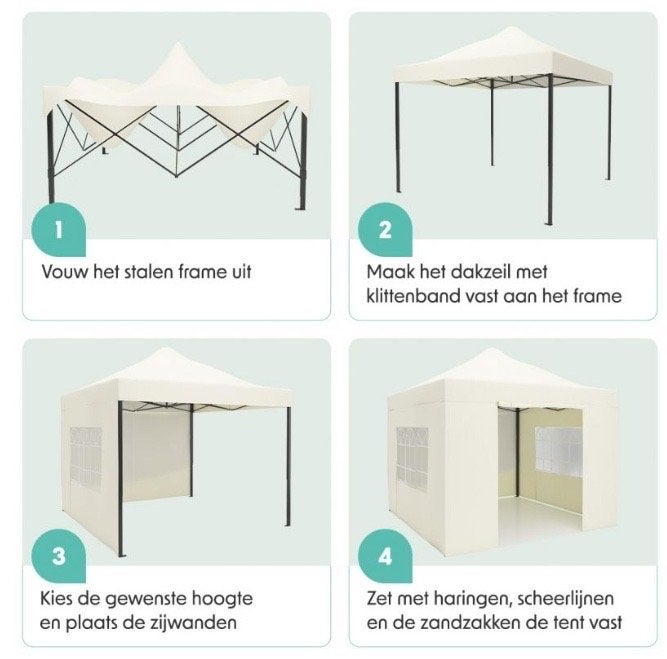 Nieuwe Partytent met zijpanelen - Beige, Ophalen, Partytent, Minder dan 4 meter, Nieuw