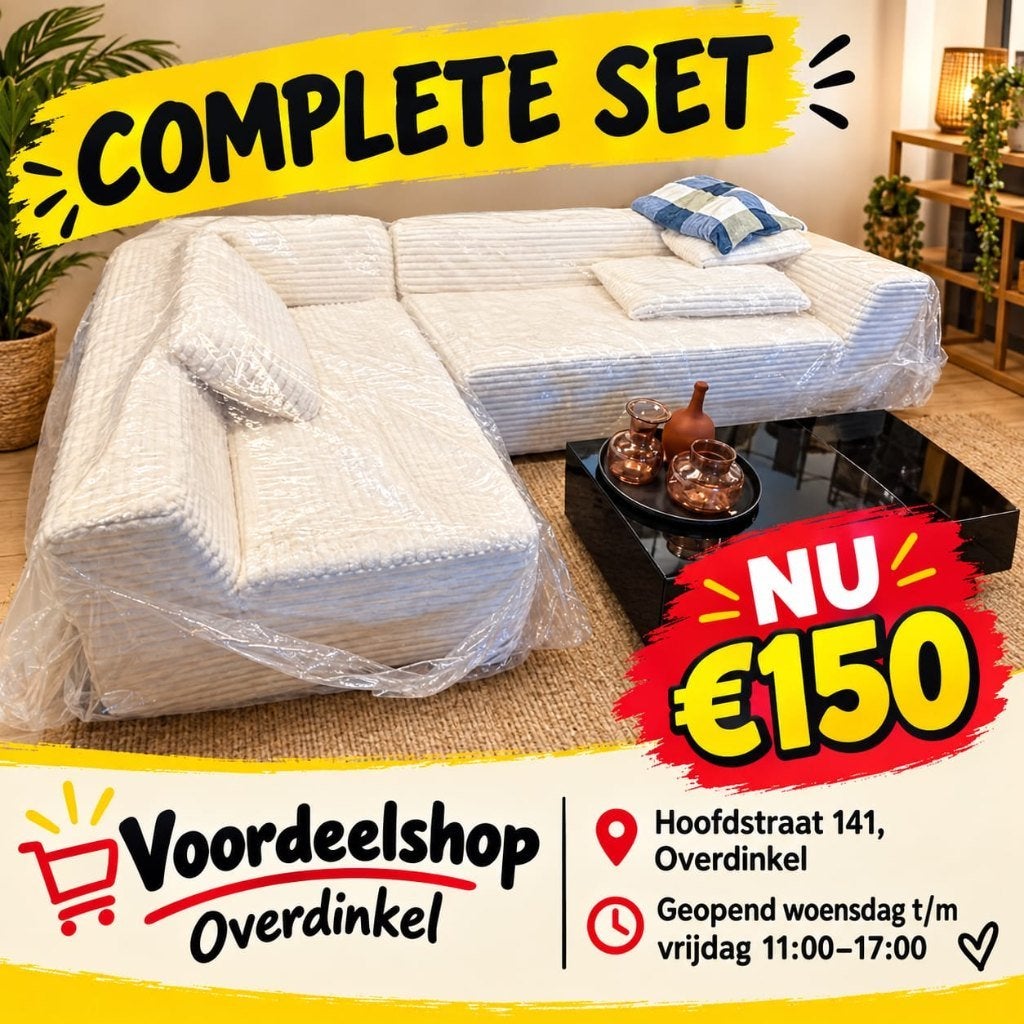 complete set bank en tafel, Ophalen, Nieuw, Stof, Modern