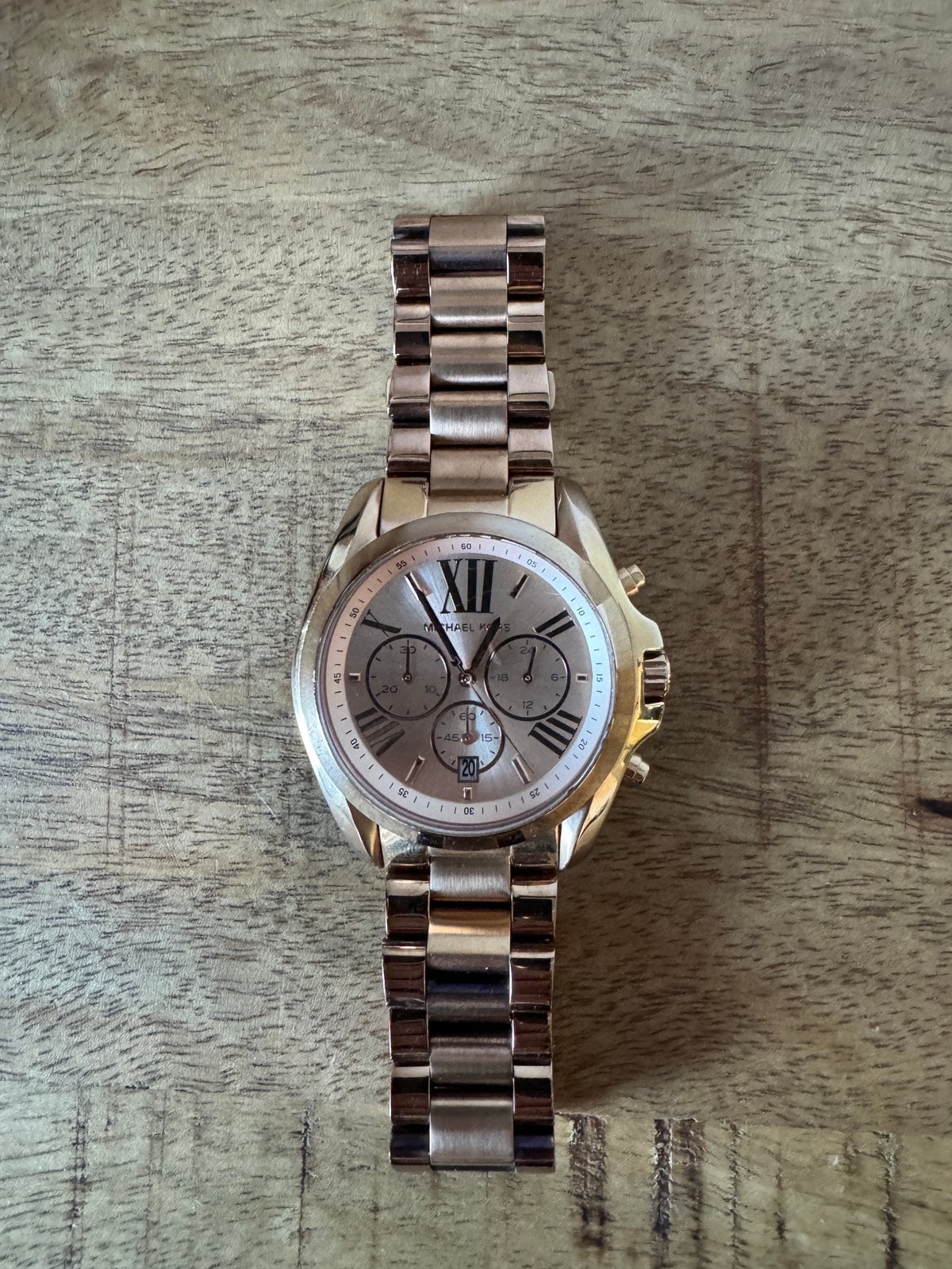 Michael Kors Bradshaw horloge Rose Gold, Ophalen of Verzenden, Gebruikt, Staal, Overige merken