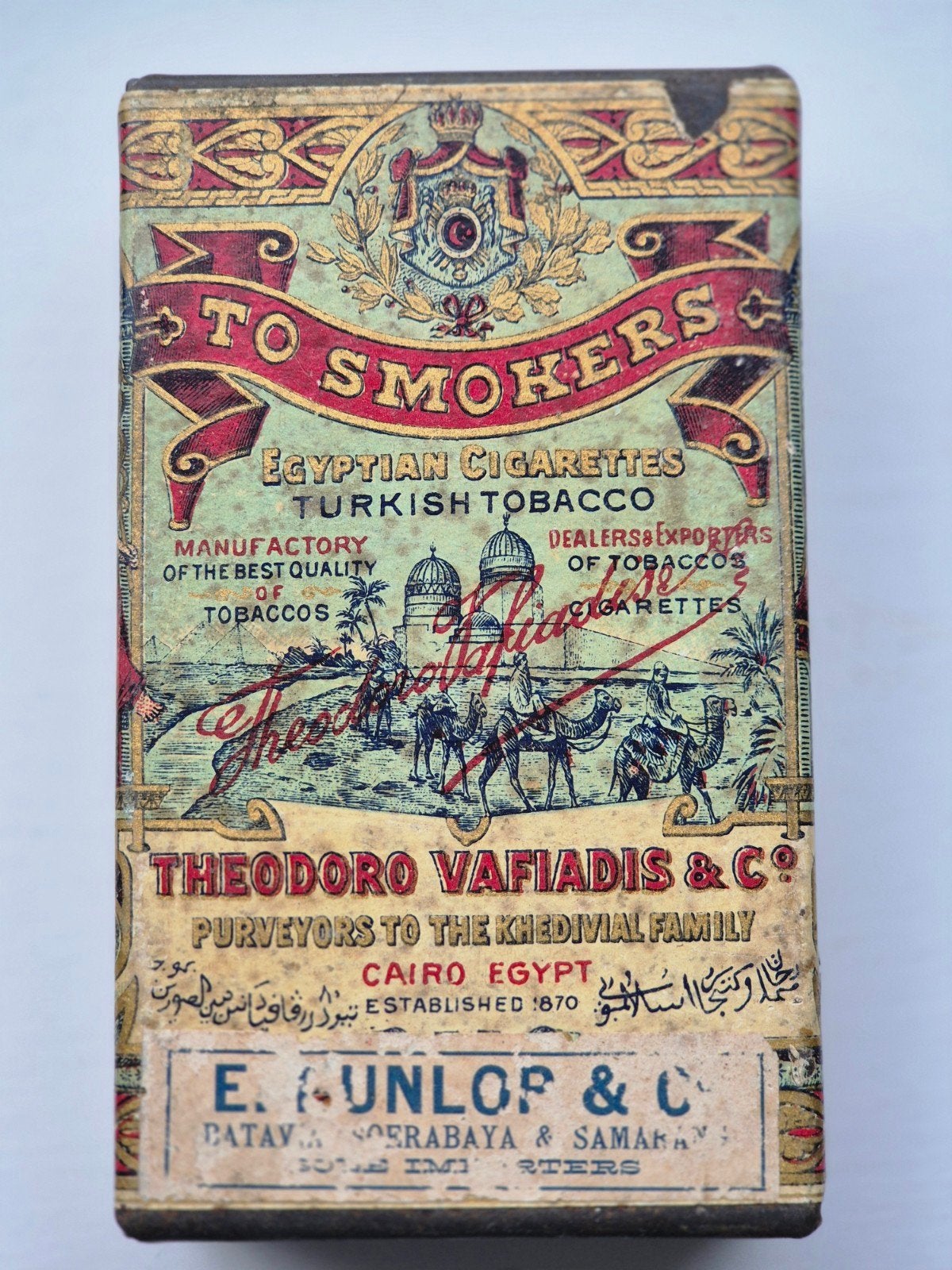 Theodoro Vafiadis Egypte Cigarettes blik, Verzamelen, Blikken, Ophalen of Verzenden, Gebruikt, Overige