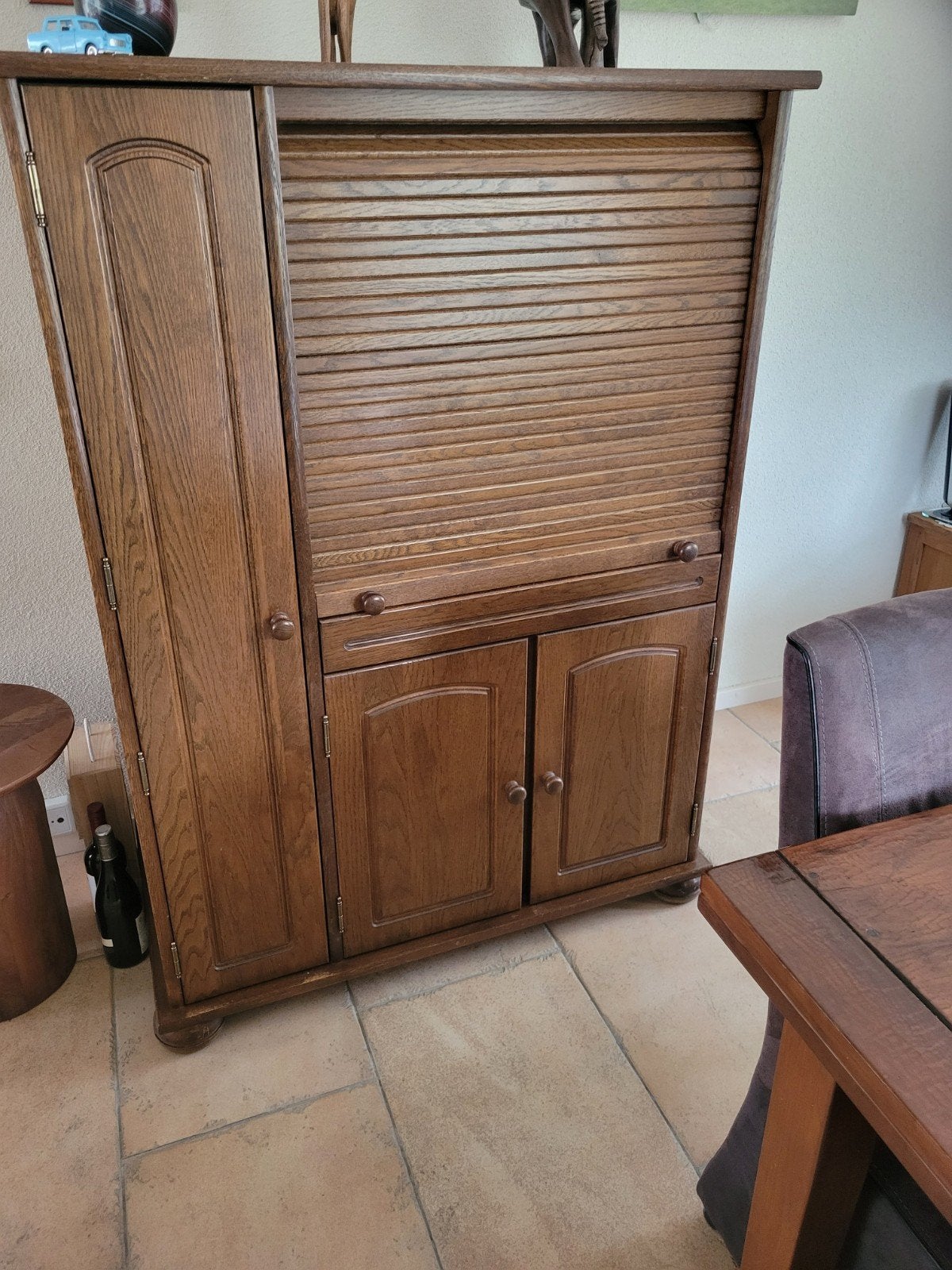 Eikenhouten computer kast, Ophalen, Gebruikt, 120 tot 170 cm