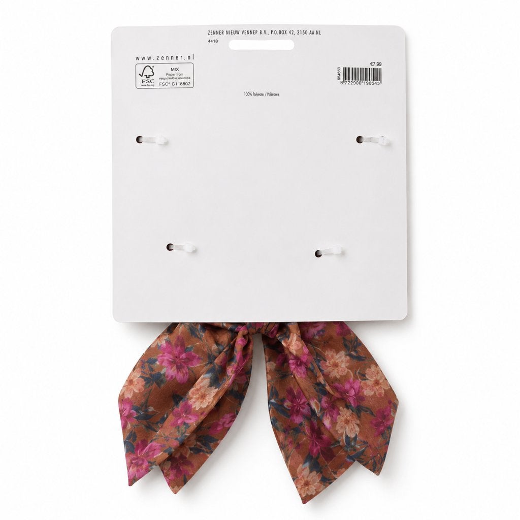 Zenner Daily & Joy haarband met strik – bruine bloemenprint, ., Overige typen, Nieuw, Ophalen of Verzenden