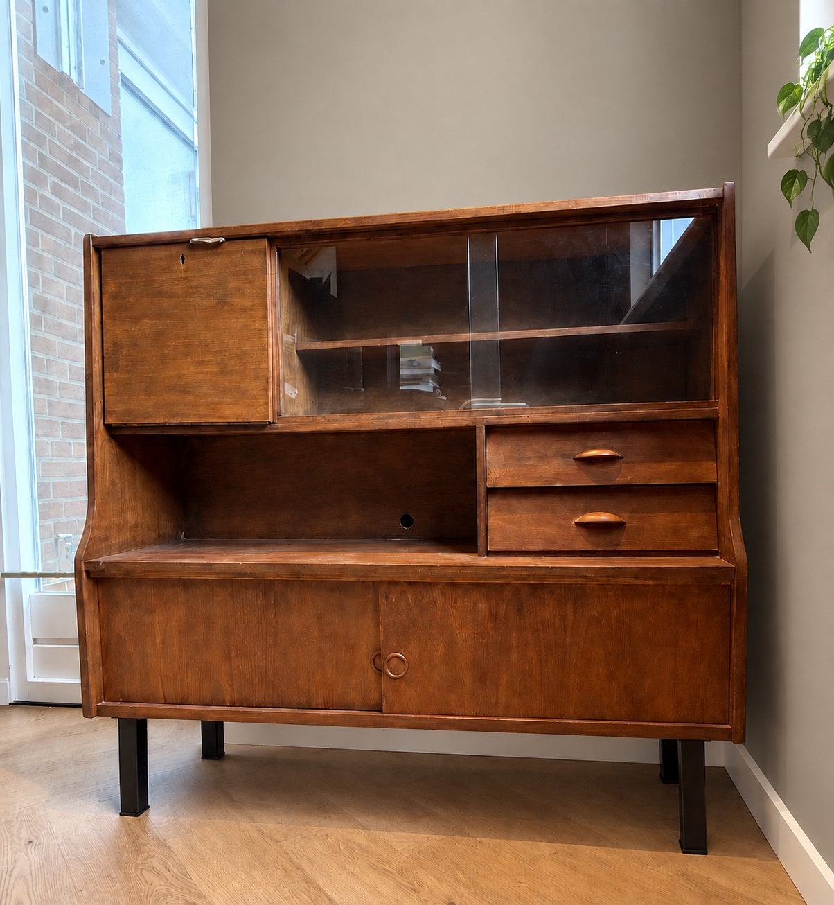 Vintage Mid-Century Kast - 120x120x45 cm, Antiek en Kunst, Ophalen of Verzenden
