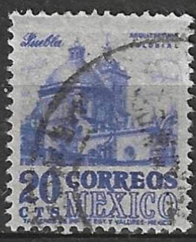 Mexico 1950/1952 - Yvert 631 - Kathedraal Puebla  (ST), Verzenden, Gestempeld, Midden-Amerika