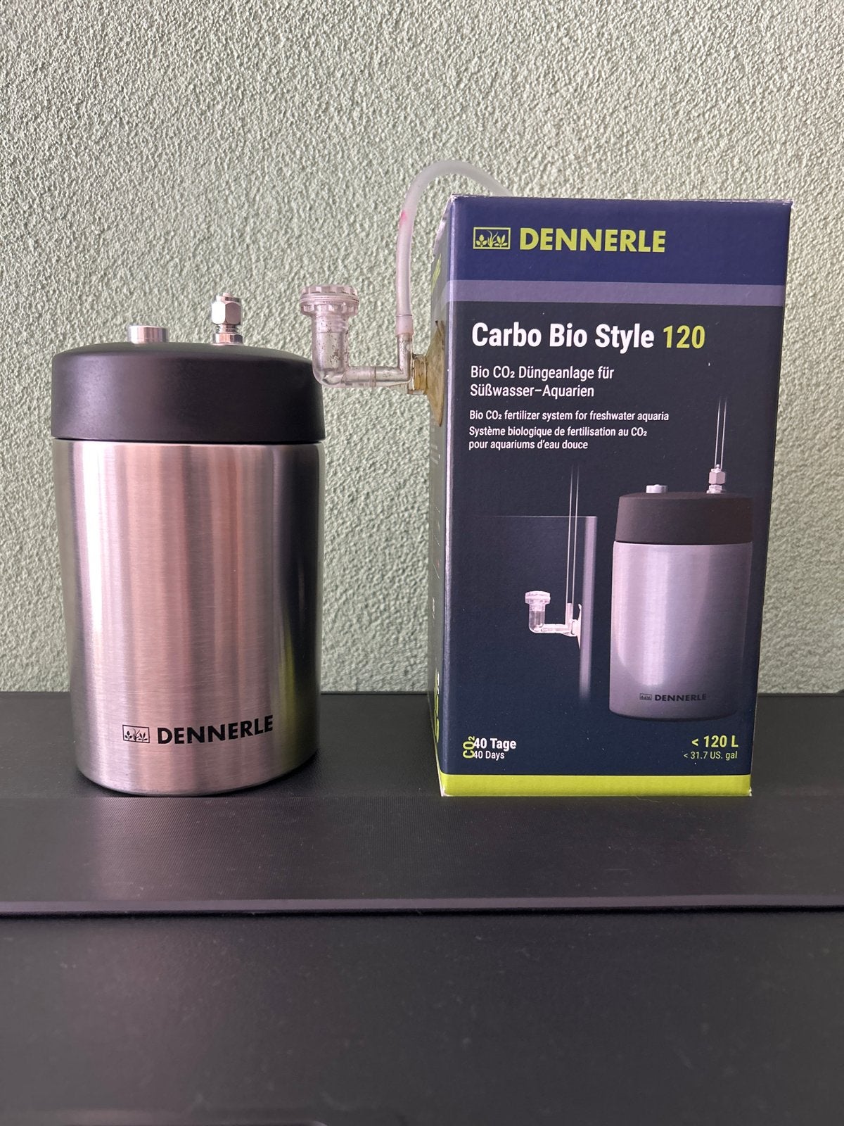 Dennerle Carbo bio style 120 Co2 systeem + 3 vullingen, Dieren en Toebehoren, Vissen | Aquaria en Toebehoren, Gebruikt, CO₂-systeem