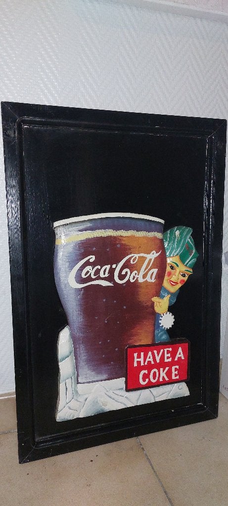 Authentiek houten pubbord Coca-Cola (Sprite-boy), Ophalen of Verzenden, Nieuw, Reclamebord