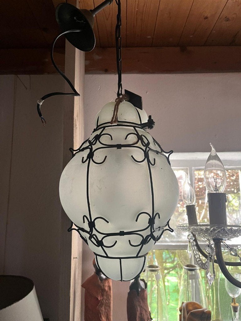 Vintage Venetiaanse Murano hanglamp, Huis en Inrichting, Ophalen, Gebruikt, Glas