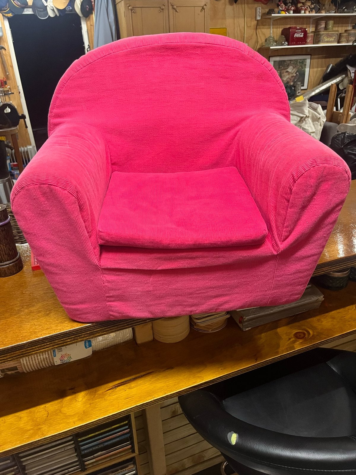 Roze kinderfauteuil - Comfortabel en stijlvol, Ophalen, Minder dan 50 cm, Gebruikt, Minder dan 75 cm